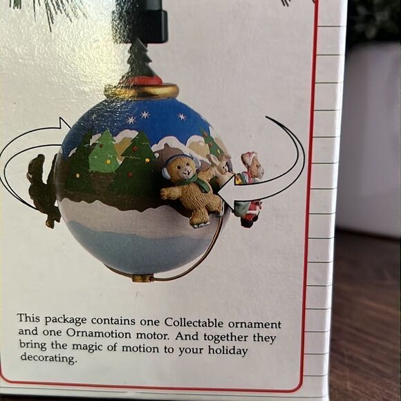 Vtg Noma Ornamotion Rotating Christmas Ornament Teddy Bears Spin Around Trees - Picture 9 of 10